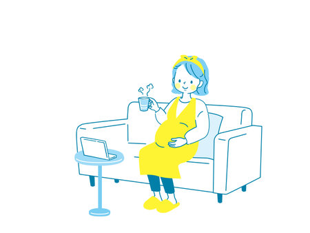 Pregnant woman relaxing on sofaのイラスト素材