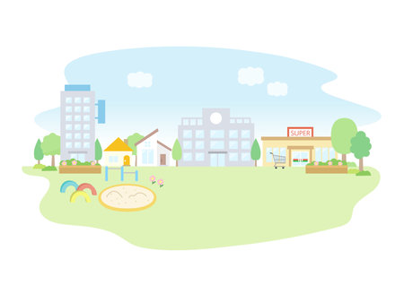 Simple cityscape vector illustrationのイラスト素材