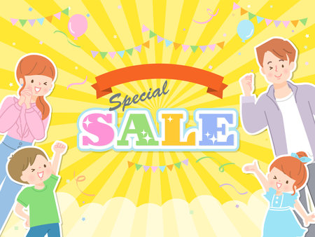 Image background for sale ad and design stock for cheerful familyのイラスト素材