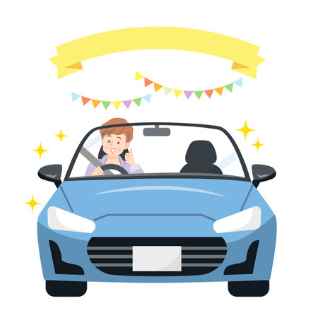 Man driving in sports car vector illustrationのイラスト素材