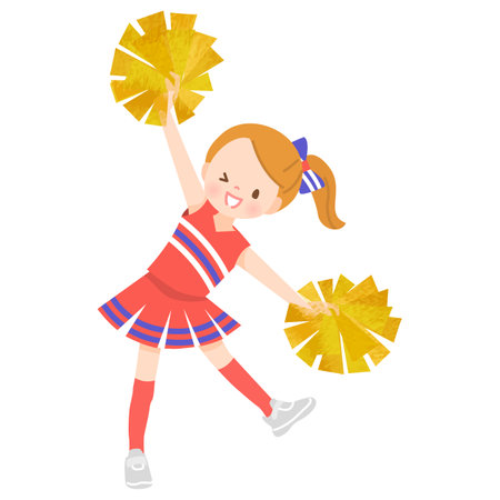 Smiling girl doing cheer dance stock illustrationのイラスト素材