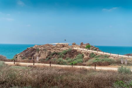 Apollonia ancient coastal city ruins excavated outside of Tel Aviv Israelの写真素材