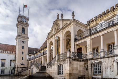 Coimbra University Royal palace bell tower and Joanina libraryのeditorial素材