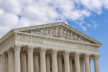 court of  United States of America in Washington DC Equality Justice under law   cloudy sky