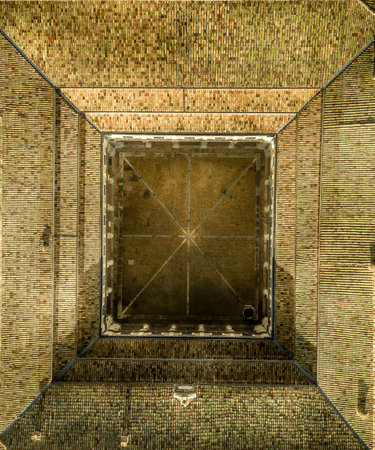 Top down aerial view of the Ducal palace with clay tiles in Urbino Italyのeditorial素材