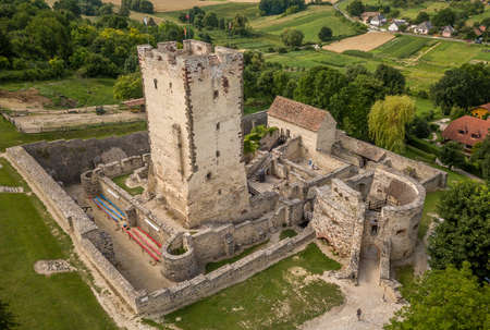 Nagyvazsony medieval Kinizsi castle donjon and barbicanのeditorial素材