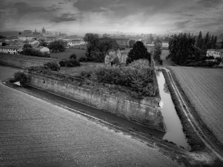 Aerial view of Terra del Sole planned renaissance fortified city in Emilia Romagna Italy near Forliのeditorial素材