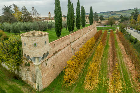 Aerial view of Terra del Sole planned renaissance fortified city in Emilia Romagna Italy near Forliのeditorial素材