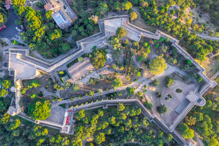 Malaga aerial view of the Alcazaba, cathedral and portのeditorial素材