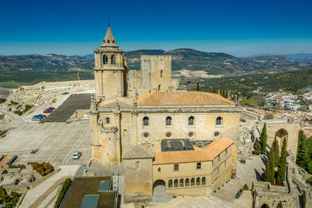 Alcala la Real aerial panorama view of the medieval ruined hilltop  fortress from the Arab times in Andalucia Spain near Granadaのeditorial素材
