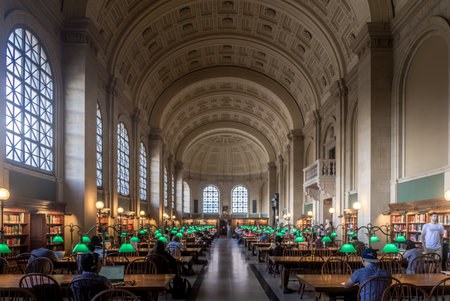 Boston public library main reading hallのeditorial素材