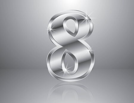 Chrome symbols shiny Number 8. Vector illustration EPS10.のイラスト素材