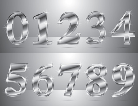 Chrome symbols shiny set Number 0-9. Vector illustration EPS10.acのイラスト素材