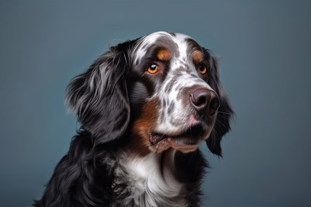 Portrait of a beautiful English setter dog. Studio shot.の素材
