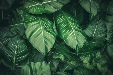 Tropical green leaves background. Nature concept. Vintage tone.の素材
