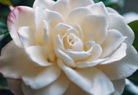 White flower of Camellia japonica, close-upの素材