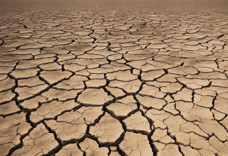 Dry cracked earth background. Global warming, climate change concept.の素材