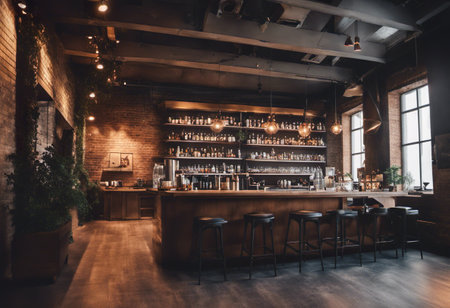 Interior of a bar in a loft style. Bar interior design.の素材