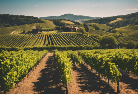 Vineyards in the Chianti region, Tuscany, Italyの素材