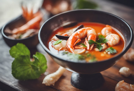 Tom Yum Goong, Thai spicy soup with shrimpsの素材