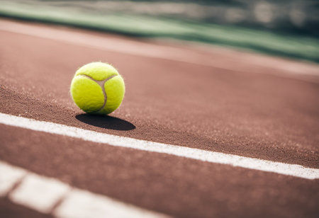 Tennis ball on the tennis court. Tennis ball on the tennis courtの素材