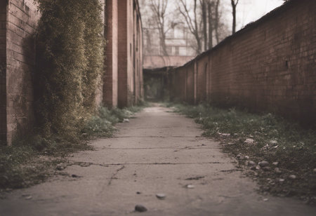 Abandoned street in the old town of Vilnius, Lithuaniaの素材