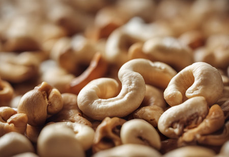 Close-up of cashew nuts. Cashew nuts background.の素材