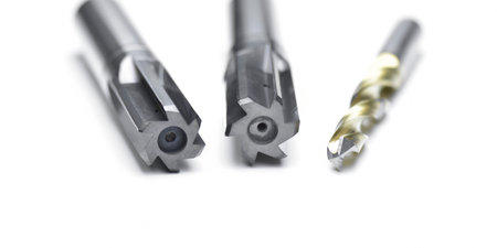 cutting tool drill reamer. Material carbide. Used for metalwork. On white background.の写真素材