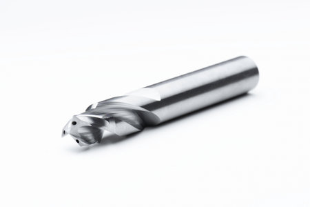 drill bits special tools three fluted. coating Titanium Nitride. Right spiral flute have oil hole. isolated On white background. Make holes part automotive.の写真素材
