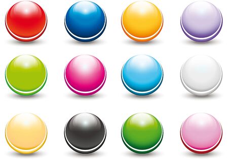 set of colorful glossy buttons in the shape of a sphereのイラスト素材