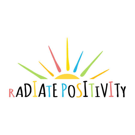 Radiate Positivity. Sun in Rainbow colors isolated on whiteのイラスト素材