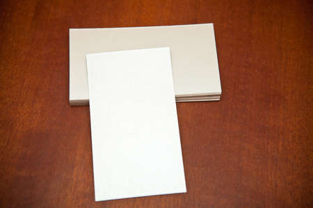blank business card on a wooden background