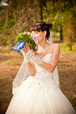 Portrait of a beautiful smiling brideの写真素材