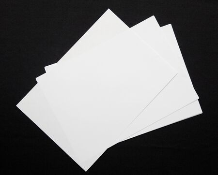 blank business cards on black backgroundの写真素材