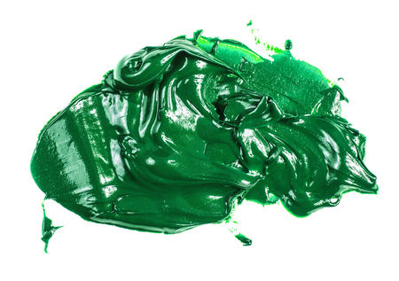 smear of green oil paint on a whiteの写真素材