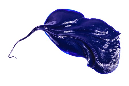 smear of blue oil paint on a whiteの写真素材