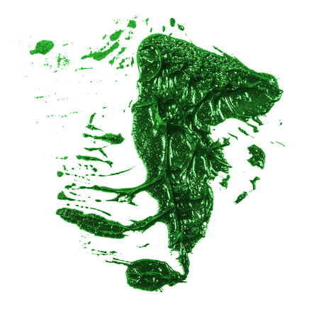 Stain of oil green paint on whiteの写真素材