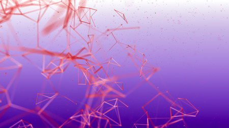 apink particles connected to each other on a purple. 3D rendering