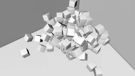 white cubes on a gray background. illustration. 3d rendering