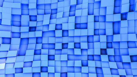 blue convex cubes three-dimensional. abstract illustration. 3d RENDERINGの写真素材