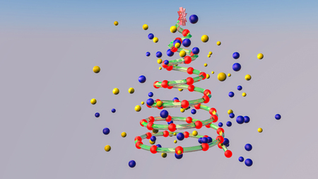 3D MODEL OF THE CHRISTMAS TREE. 3d RENDERINGの写真素材