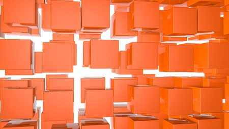 Abstract three-dimensional background of orange rectangles. 3d renderの写真素材
