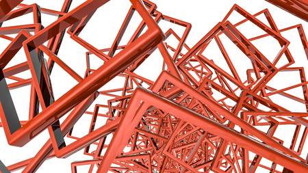 Abstract background of three-dimensional orange shapes. 3d renderの写真素材