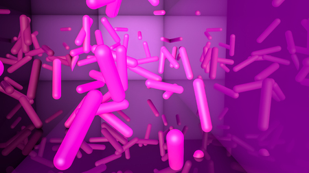 abstract neon background. Pink capsules on a purple background. llustration. 3d render