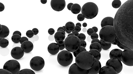three-dimensional dark spheres on white surface. 3d renderの写真素材