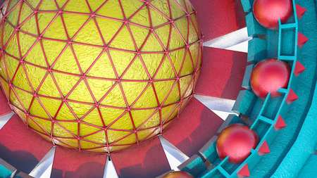 Abstract futuristic three-dimensional background of different 3d shapes. 3d render illustrationの写真素材