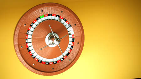 three-dimensional model of a roulette drum on a yellow background. 3d render illustrationの写真素材