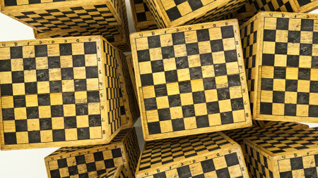 abstract background from cubes of chess boards. 3d render illustrationの写真素材