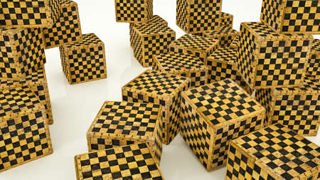 abstract background from cubes of chess boards. 3d render illustrationの写真素材
