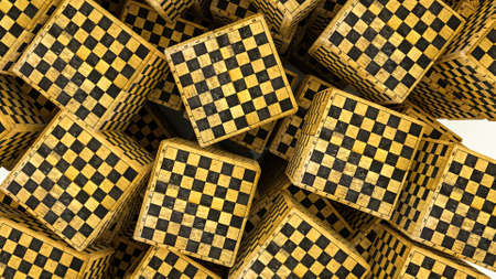 abstract background from cubes of chess boards. 3d render illustrationの写真素材